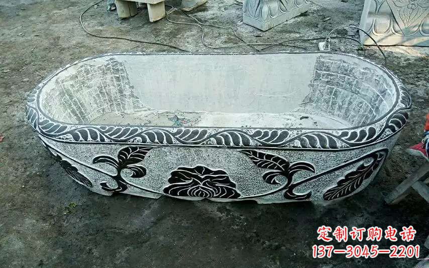 莆田风格独特的仿古石头水缸雕塑