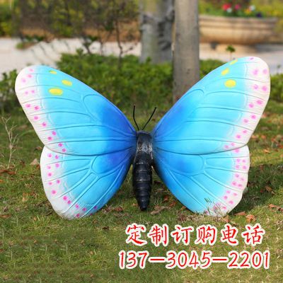 莆田蓝白色款蝴蝶雕塑·35x65x42”