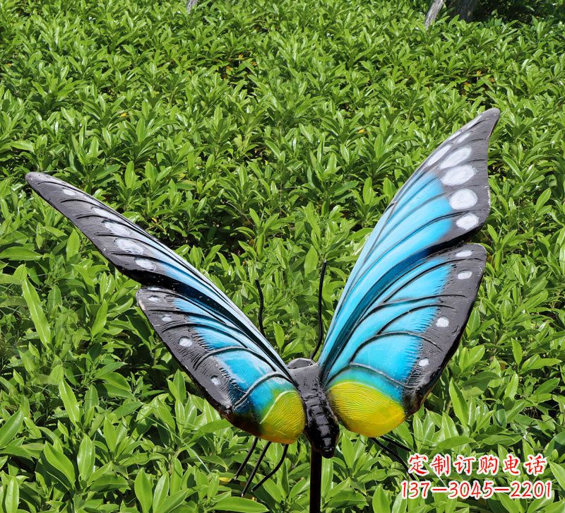 莆田仿真蝴蝶插件,玻璃钢公园昆虫雕塑