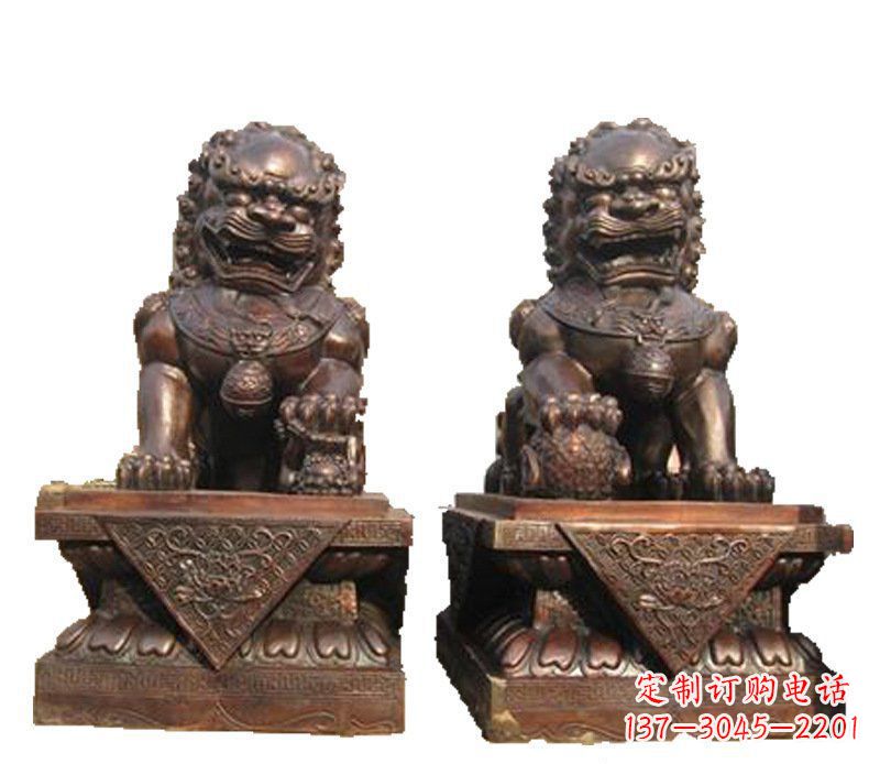 莆田公司汇丰狮子铜雕塑摆件 (2)