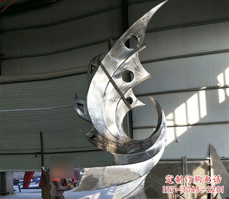 莆田公园不锈钢抽象凤凰景观雕塑 (3)