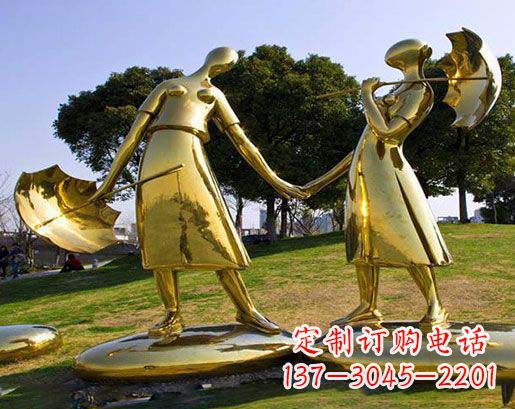莆田长伴相守，情缘两生——不锈钢抽象情侣雕塑