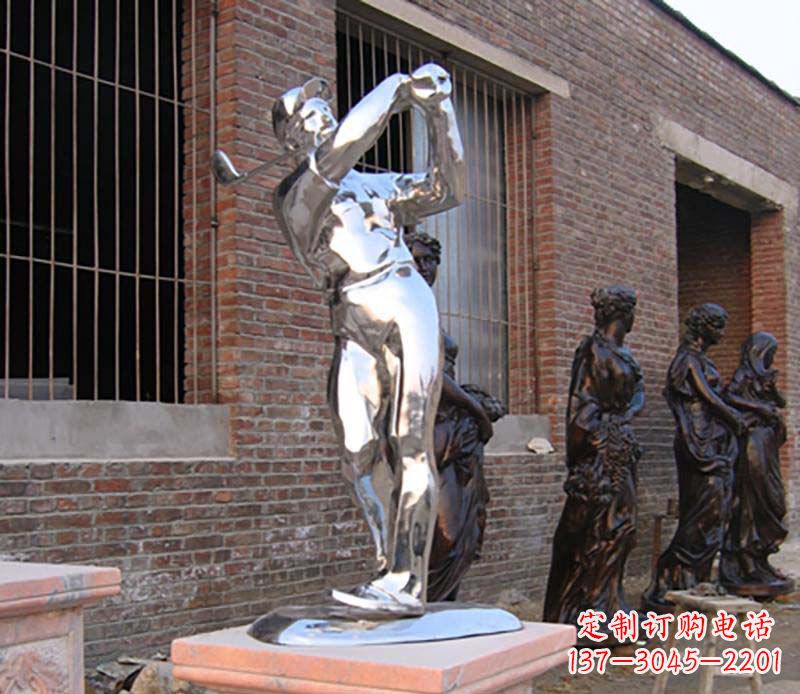 莆田优雅运动——中领雕塑不锈钢高尔夫运动雕塑