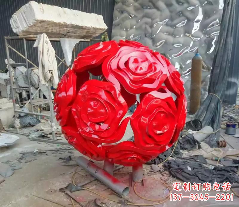 莆田公园不锈钢玫瑰花球雕塑
