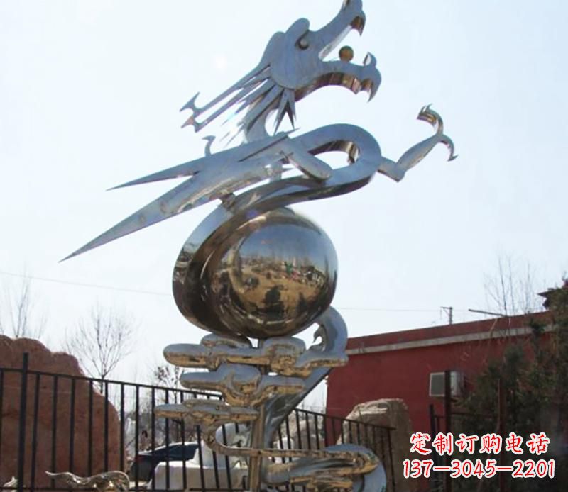 莆田公园不锈钢盘龙之球景观雕塑