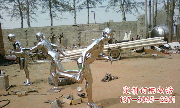 莆田精致美丽的不锈钢跑步女孩雕塑