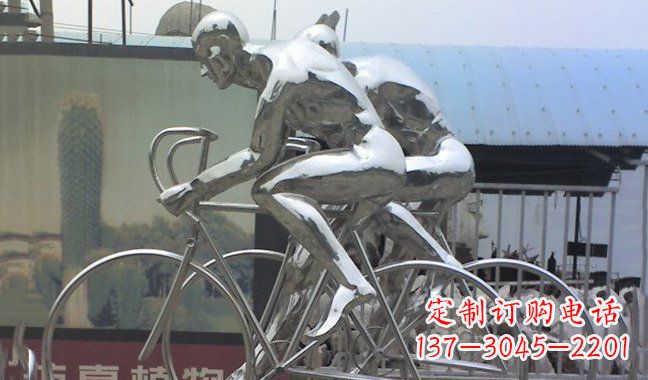 莆田公园不锈钢骑自行车雕塑