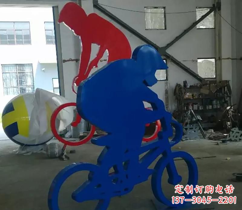 莆田公园不锈钢骑自行车运动人物雕塑