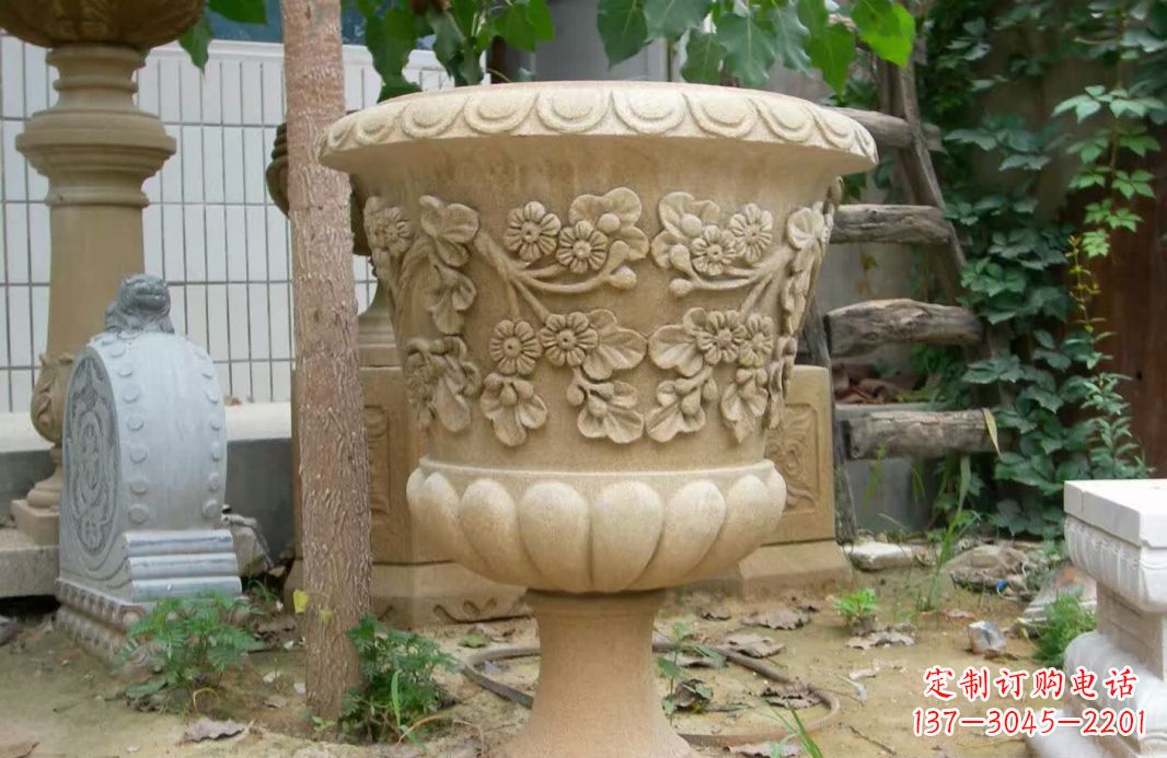 莆田精美大理石花盆雕塑