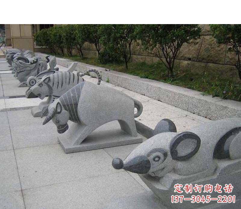 莆田公园动物雕塑十二生肖石雕