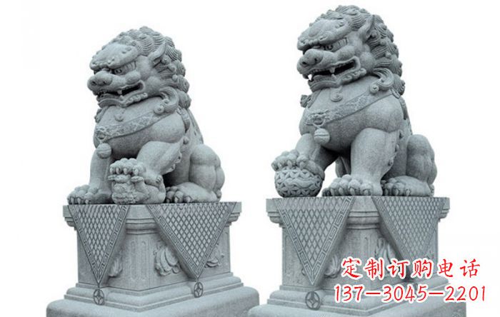 莆田雕刻精美的狮子石雕