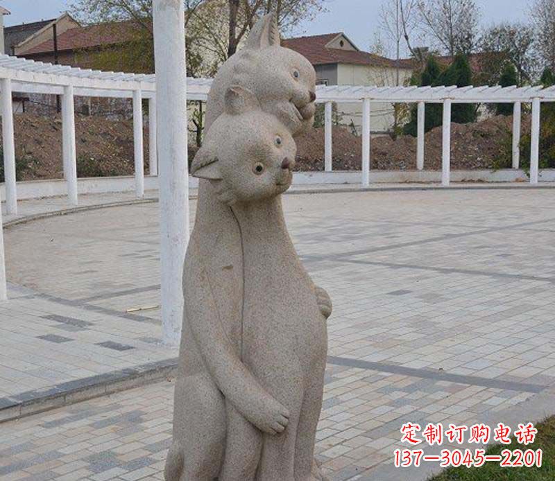 莆田公园动物小猫石雕