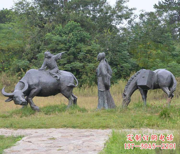 莆田杜牧小品铜雕精致雕刻，传递出朴实之美