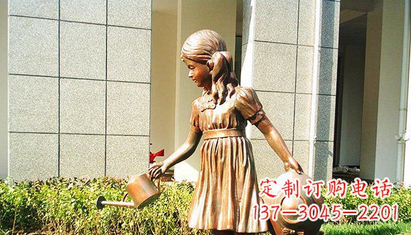 莆田可爱的公园小女孩铜雕