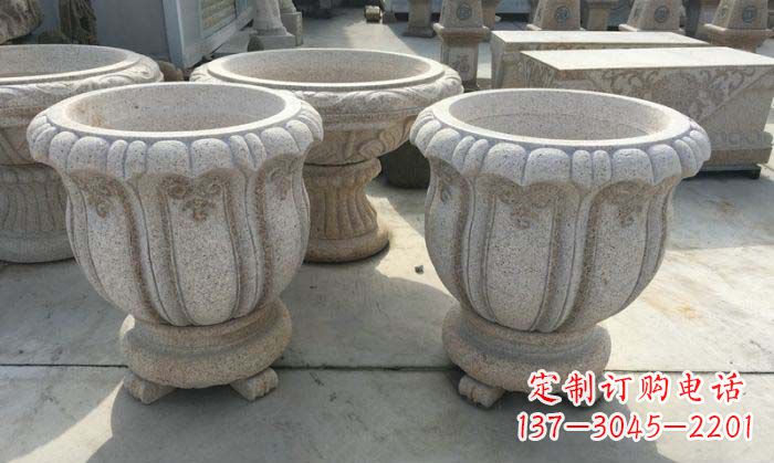 莆田优雅大理石花盆雕塑
