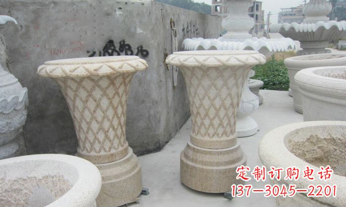 莆田公园景观花篮式花盆石雕