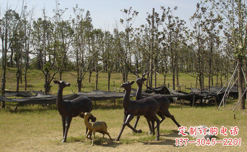 莆田公园梅花鹿动物铜雕 (4)