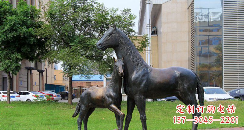 莆田公园母子马动物铜雕