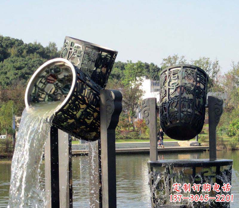 莆田公园水缸喷泉铜雕