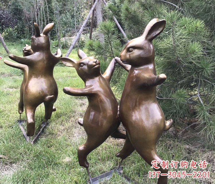 莆田铜雕奔跑兔子动物雕塑