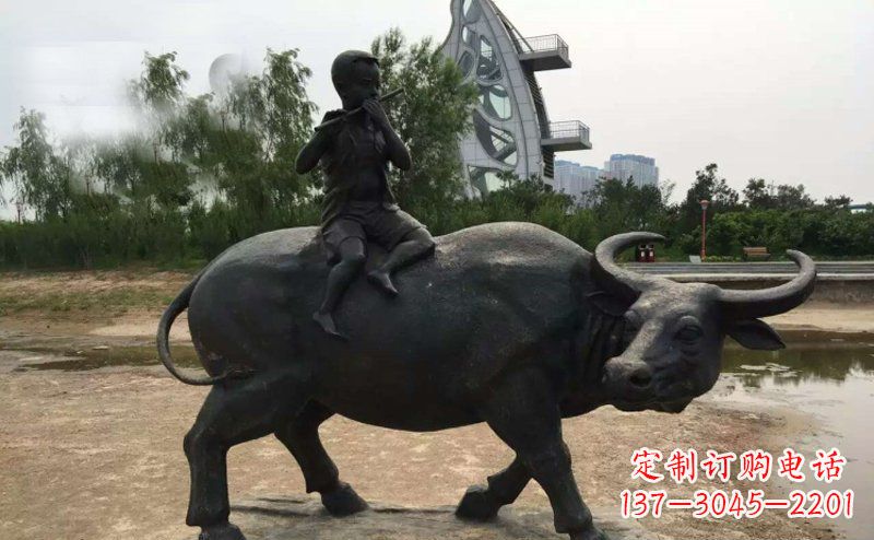 莆田铜雕牧童与犊子雕塑