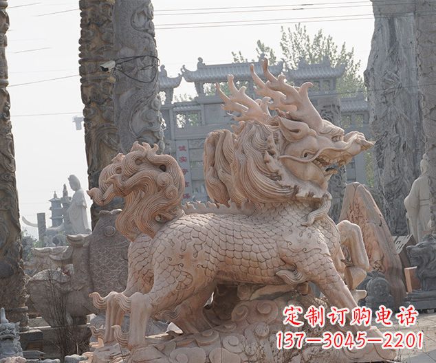 莆田中领雕塑:古典麒麟石雕,美丽传承