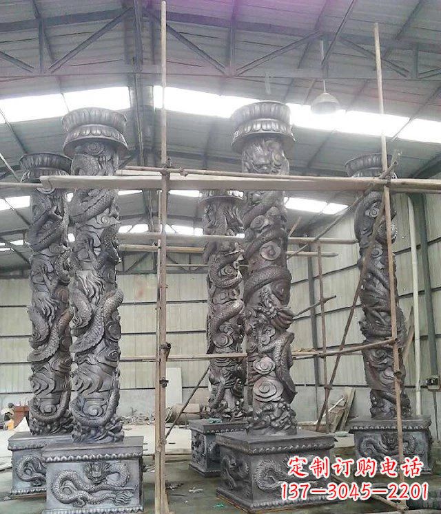 莆田传统艺术雕刻精美大型仿铜龙柱