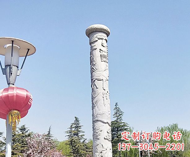 莆田中领雕塑的大理石龙柱石雕