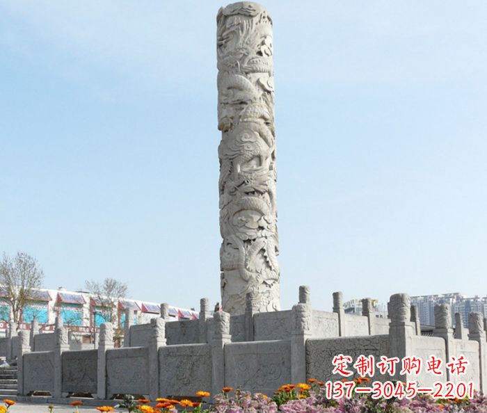 莆田广场景观大理石龙柱石雕,展现神秘传统风采