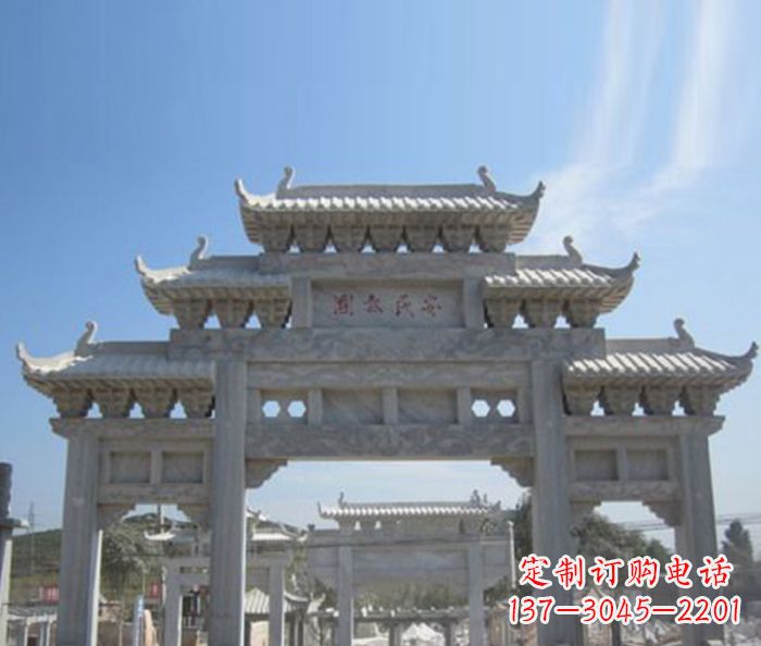 莆田三门石雕牌坊精美雕塑
