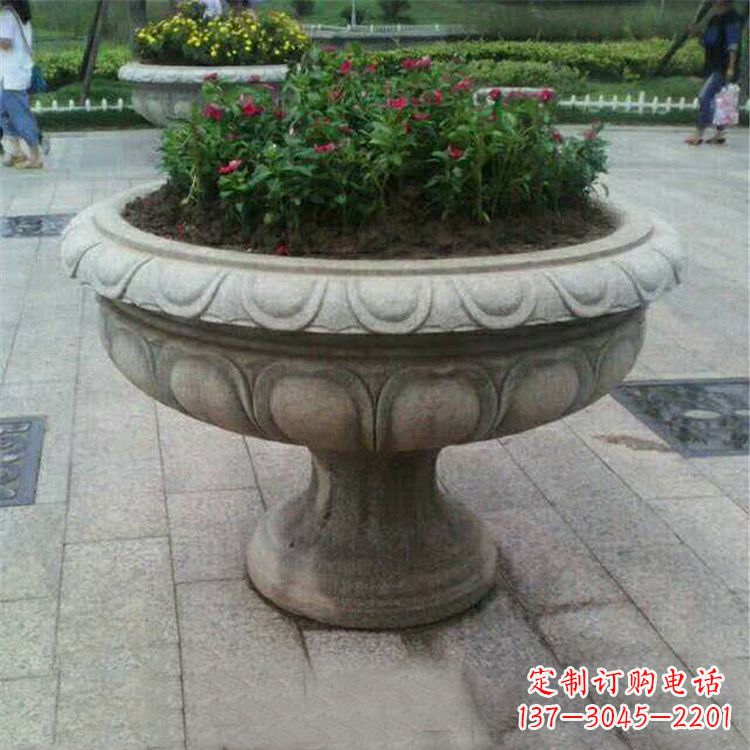 莆田中领雕塑:精美花岗岩公园石雕花盆