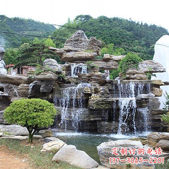 莆田领雕塑让您的景区更精彩——奇石流水假山雕塑