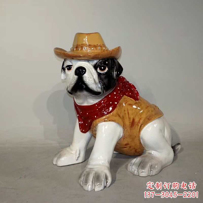 莆田任性可爱的牛仔造型斗牛犬雕塑