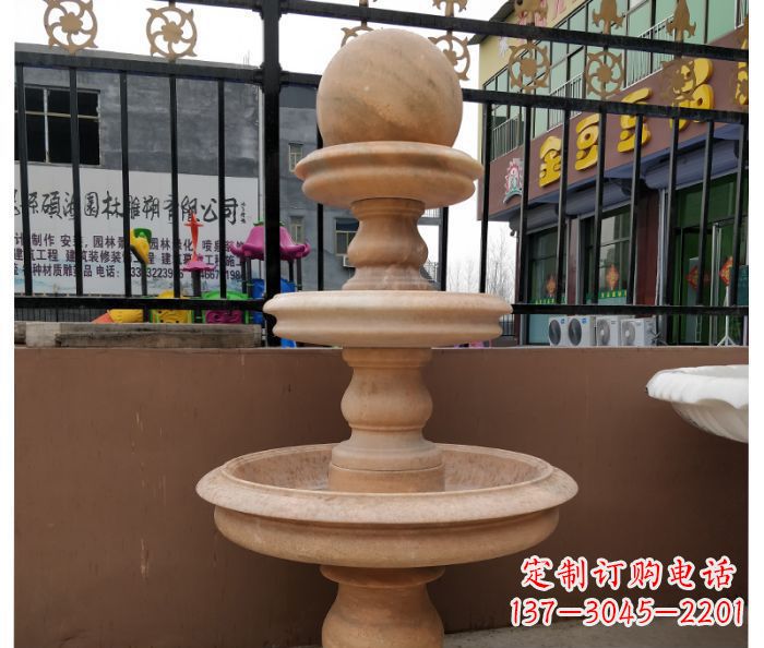 莆田风水球石雕,晚霞红别墅装饰精品