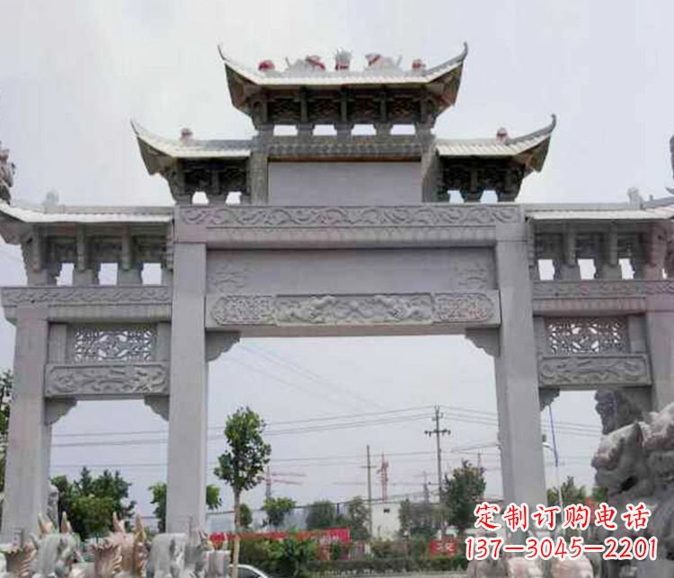 莆田中领雕塑-三门牌坊大理石石雕