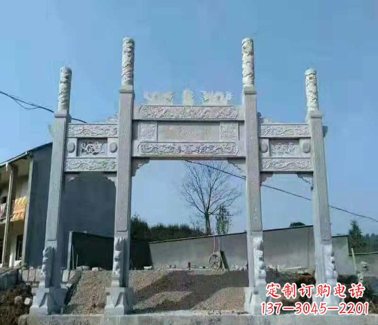 莆田三门仿古牌坊石雕,精致雕刻典雅之美