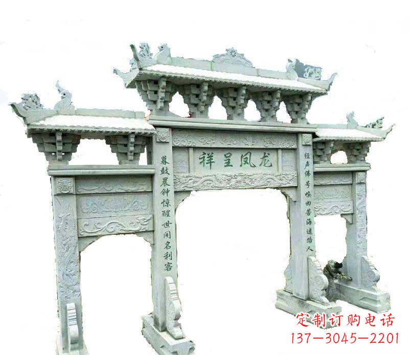 莆田中领雕塑:三门牌坊石雕