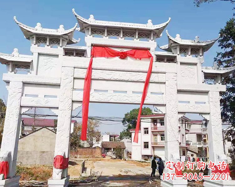 莆田三门三楼石雕牌坊:专业定制牌坊雕塑