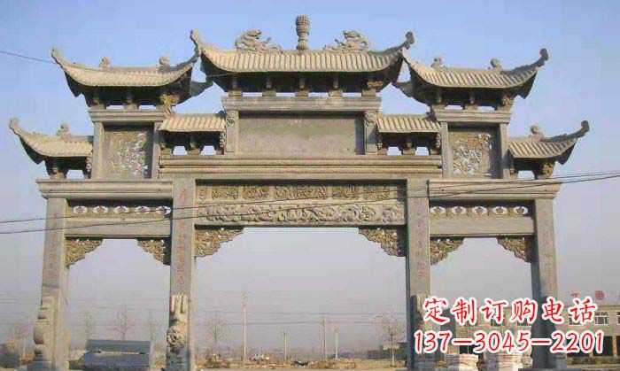 莆田特色街角石雕牌坊精致典雅的装点
