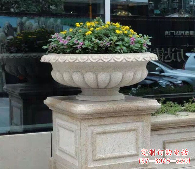 莆田精美大理石花盆雕塑