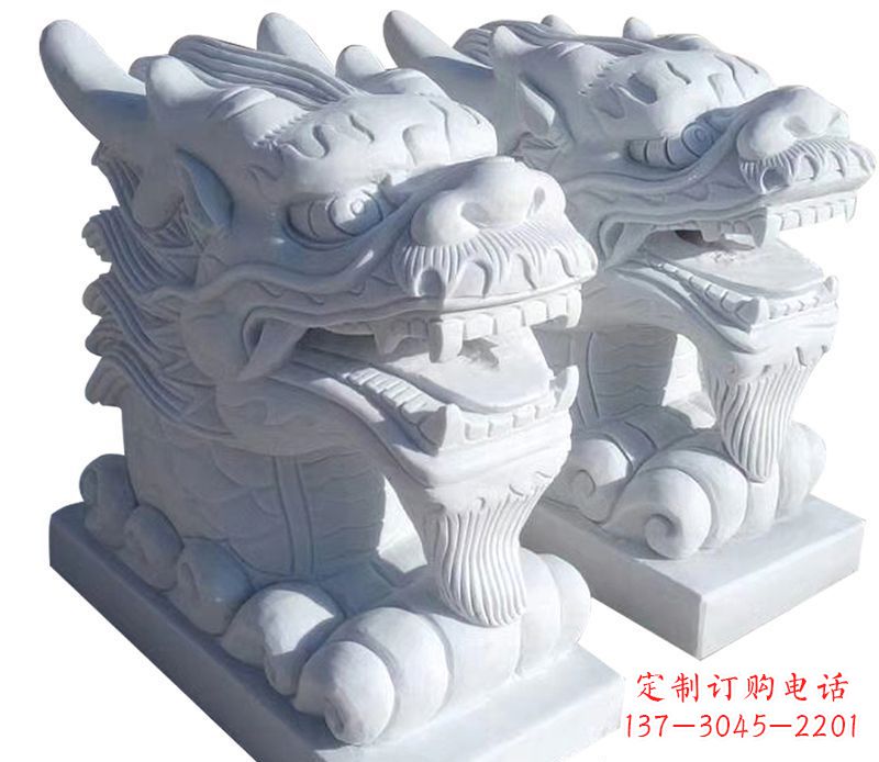 莆田精致石雕龙头雕塑，打造建筑雕塑景观