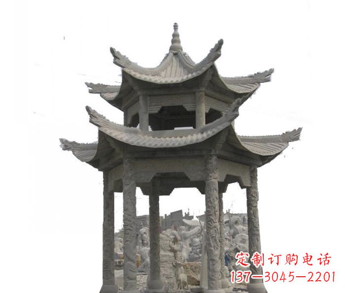 莆田双层仿古石雕凉亭 (2)