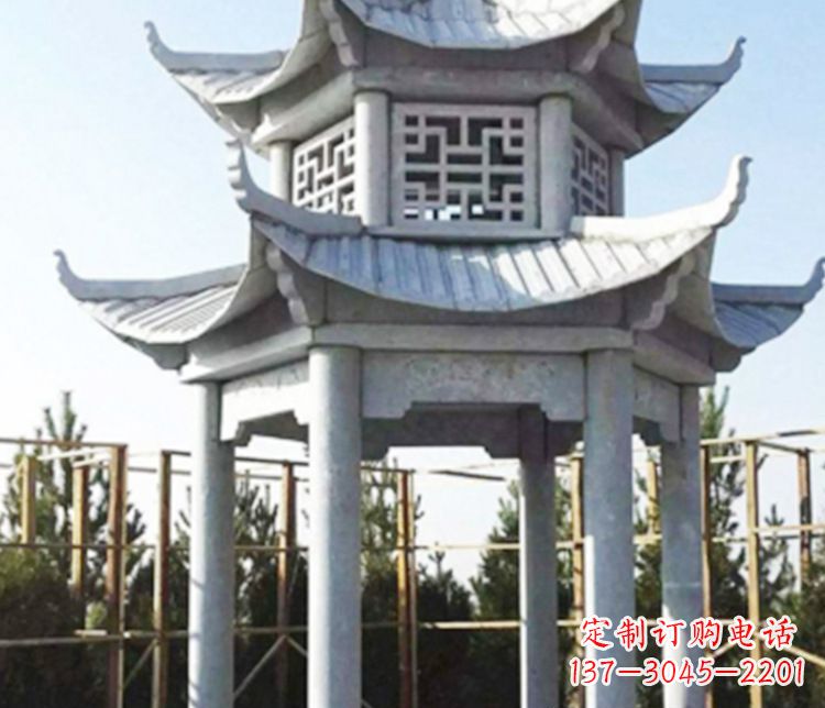莆田双层仿古石凉亭石雕_2