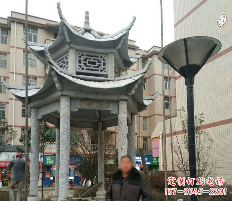 莆田双层六角凉亭石雕