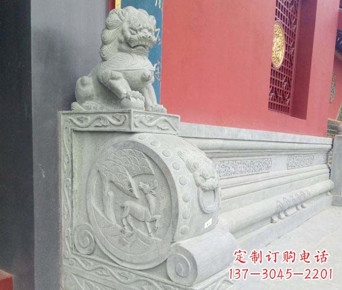 莆田寺庙景观狮子石门墩抱鼓石