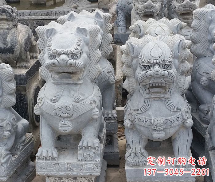 莆田寺庙青石狮子石雕