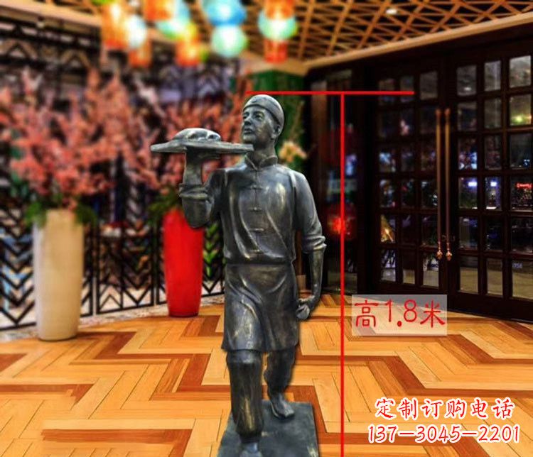 莆田铜雕店小二人物雕塑 (2)