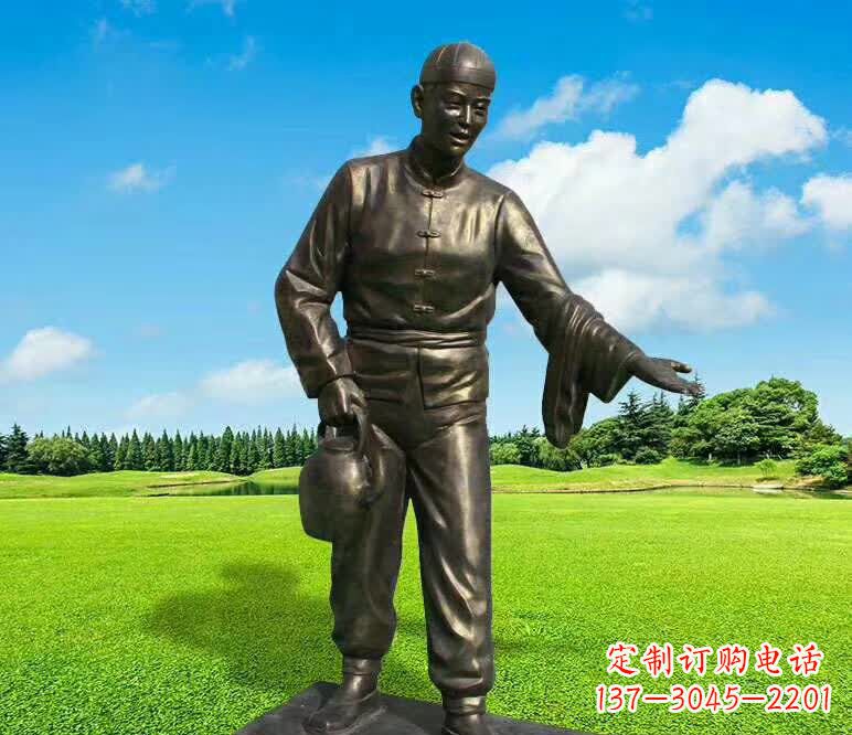 莆田铜雕店小二人物雕塑1