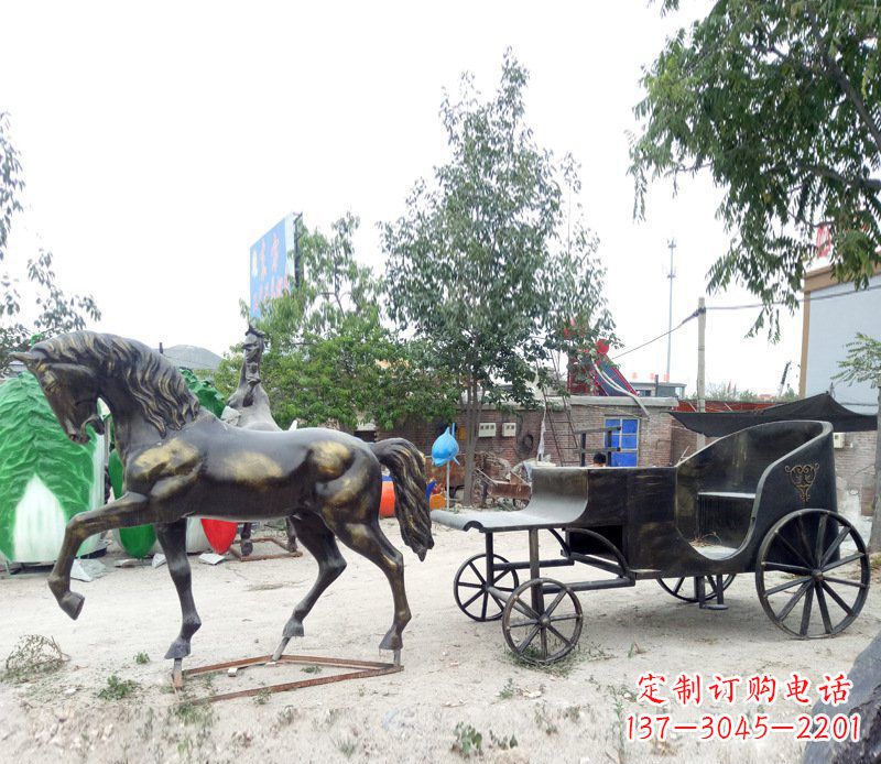 莆田铜雕古代战马景观摆件