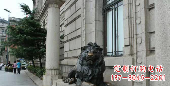 莆田铜雕跪姿狮子